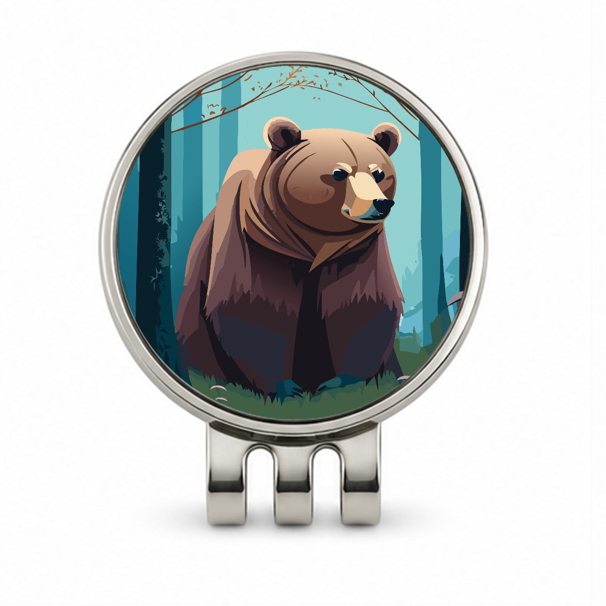 Bear in Forest Woodland Wilderness Golf Hat Clip with Ball Marker