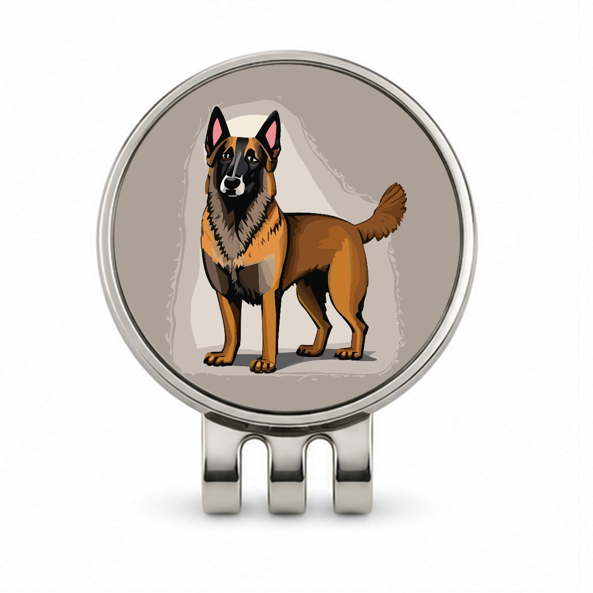Belgian Shepherd Dog Standing Golf Hat Clip with Ball Marker