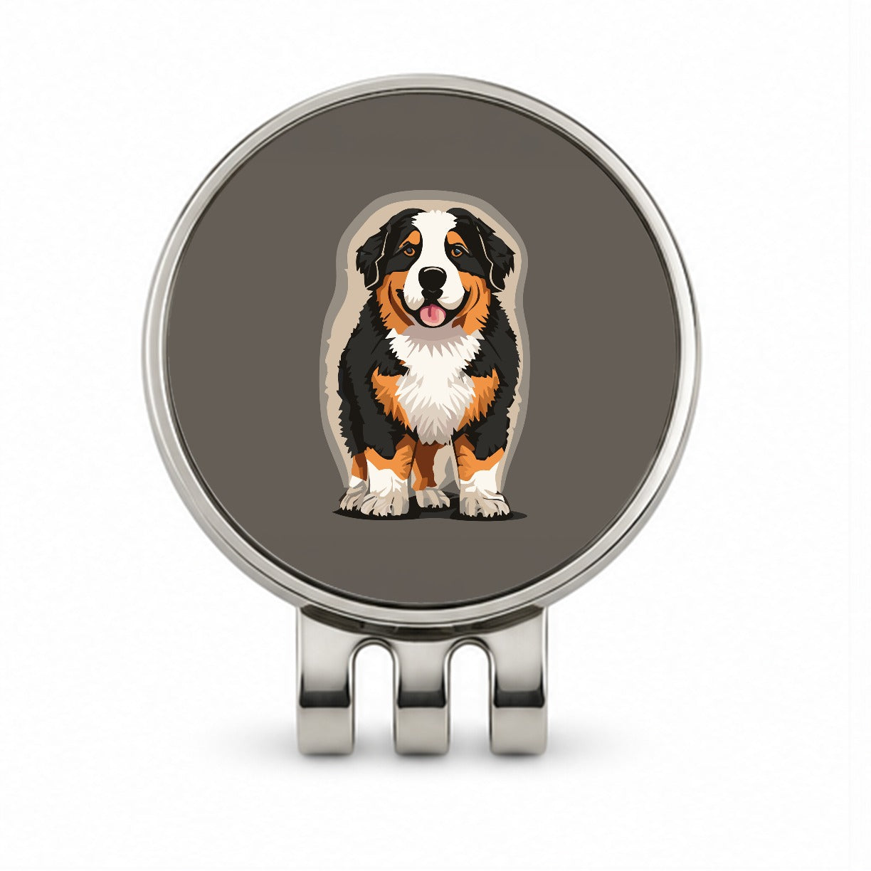 Bernese Mountain Dog Standing Golf Hat Clip with Ball Marker