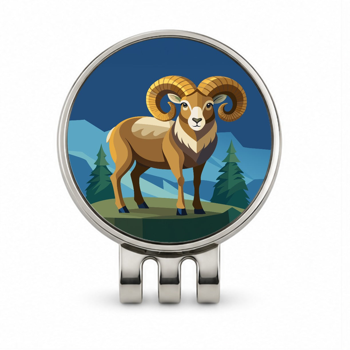 Bighorn Sheep Golf Hat Clip with Ball Marker