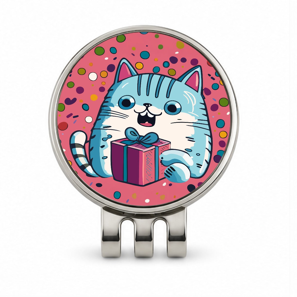 Birthday Cat Blue Funny Golf Hat Clip with Ball Marker
