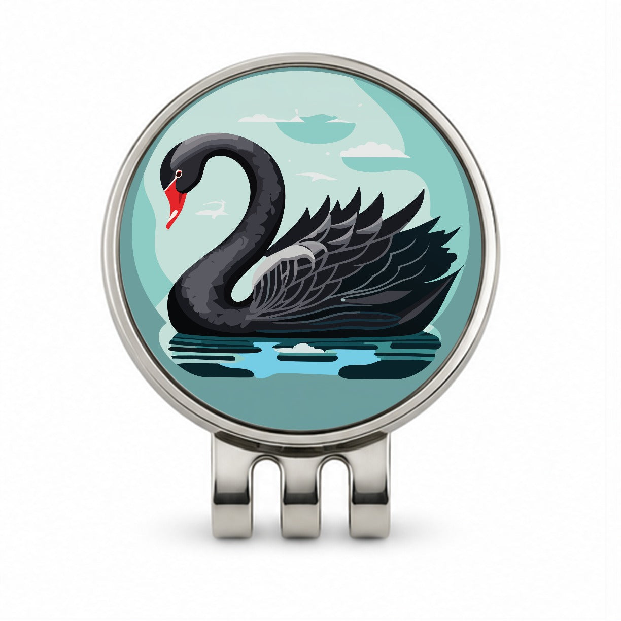 Black Swan Swimming Golf Hat Clip with Ball Marker