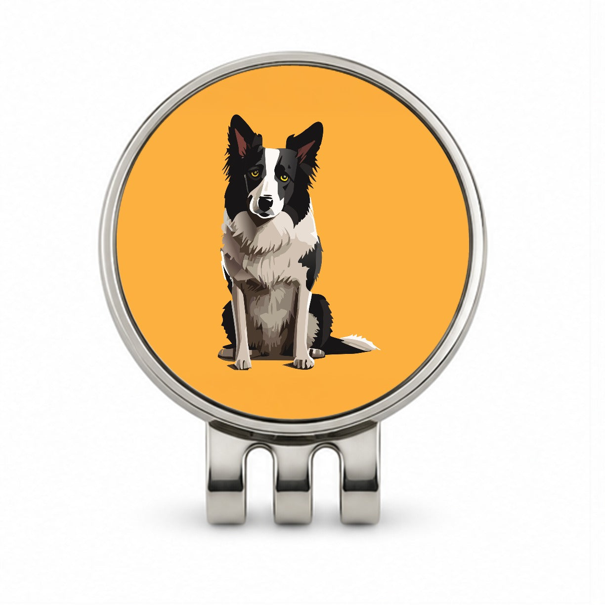 Border Collie Sitting Golf Hat Clip with Ball Marker