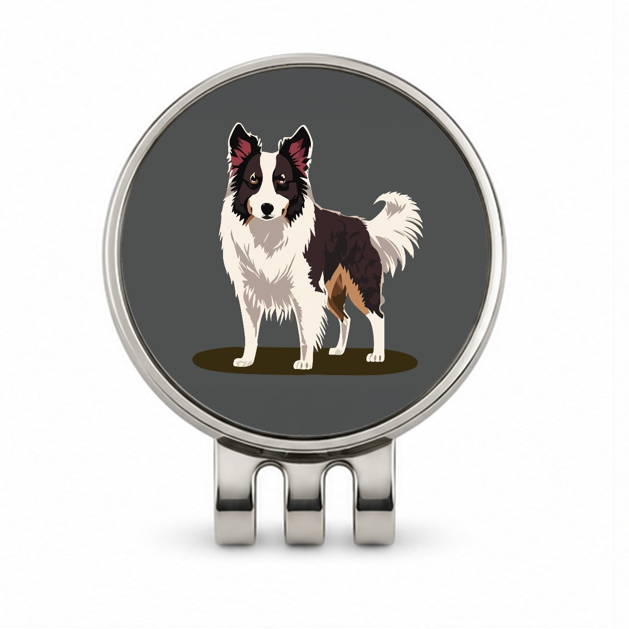 Border Collie Standing Golf Hat Clip with Ball Marker