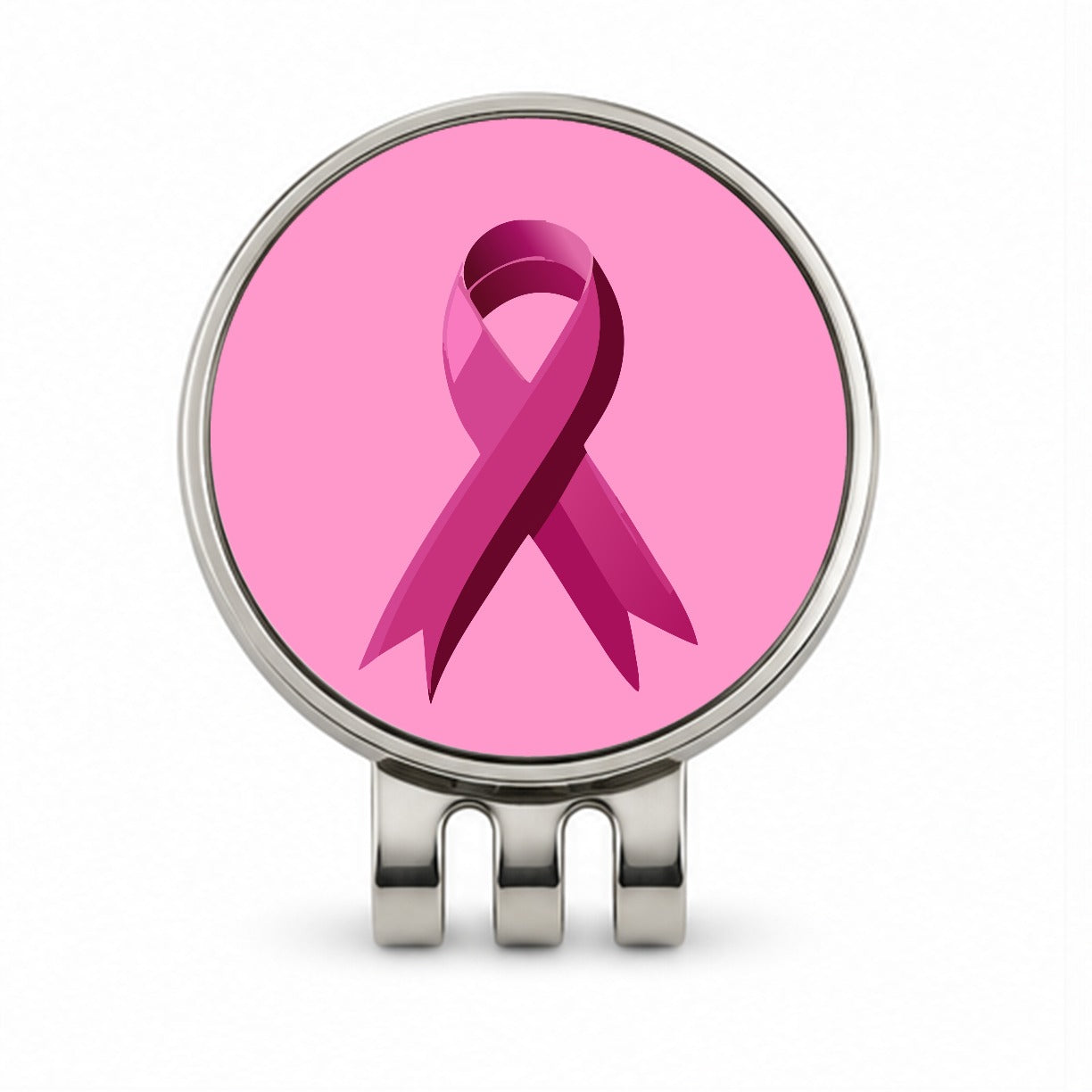 Breast Cancer Awareness Ribbon Pink Golf Hat Clip with Ball Marker