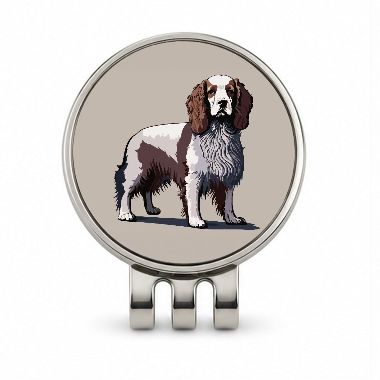 Brittany Spaniel Dog Standing Golf Hat Clip with Ball Marker