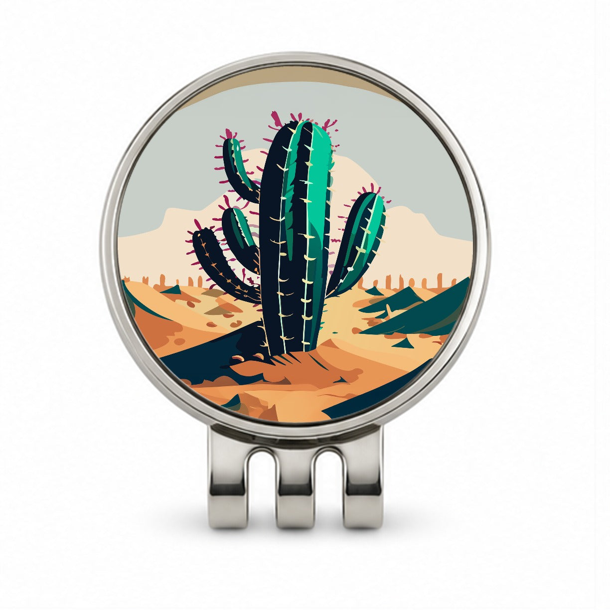 Cactus in the Desert Southwest Golf Hat Clip with Ball Marker