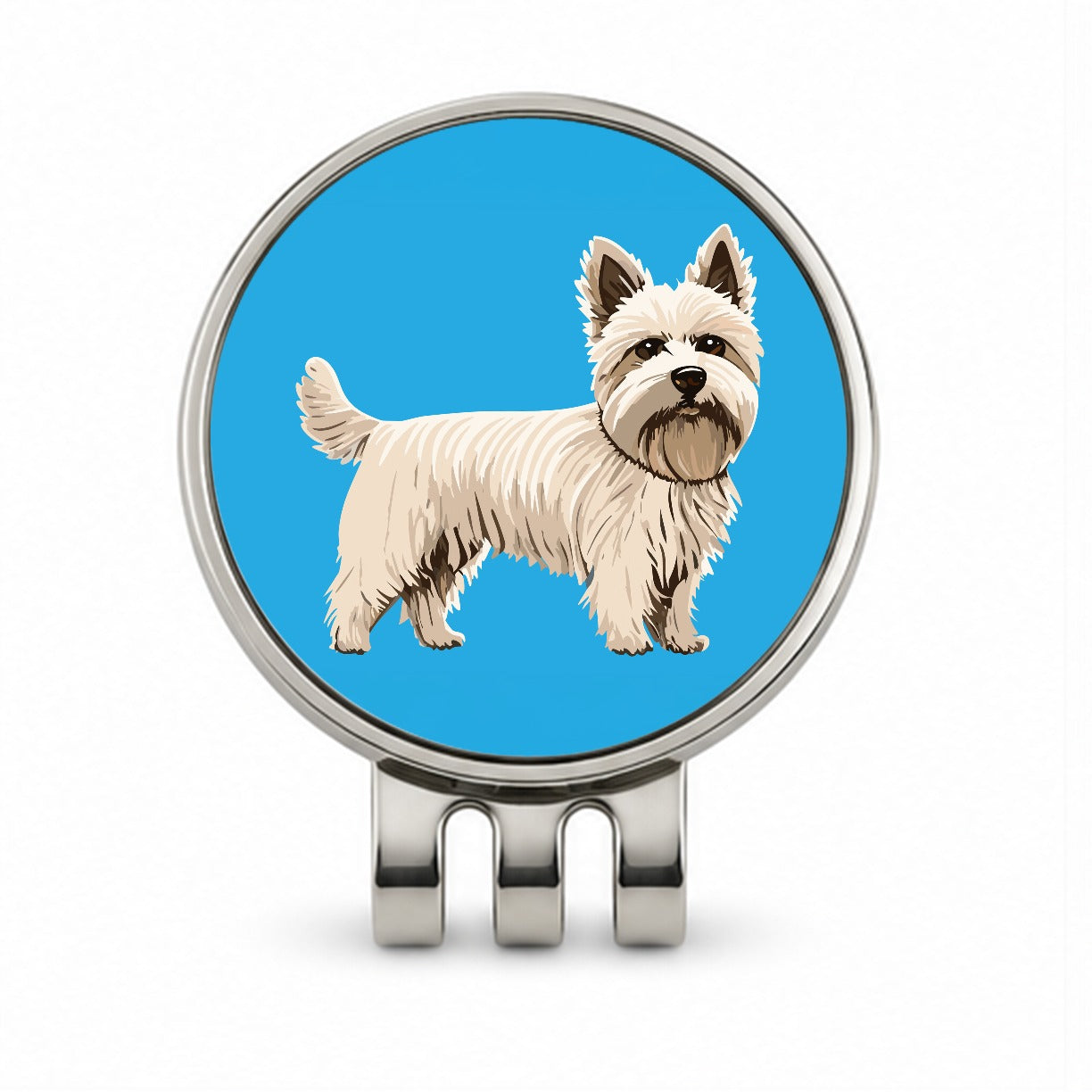 Cairn Terrier Dog Standing Golf Hat Clip with Ball Marker