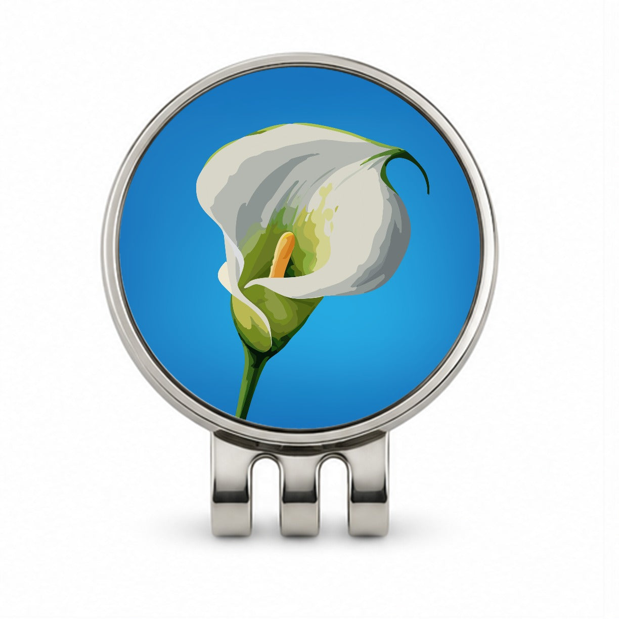 Calla Lily Flower White Golf Hat Clip with Ball Marker