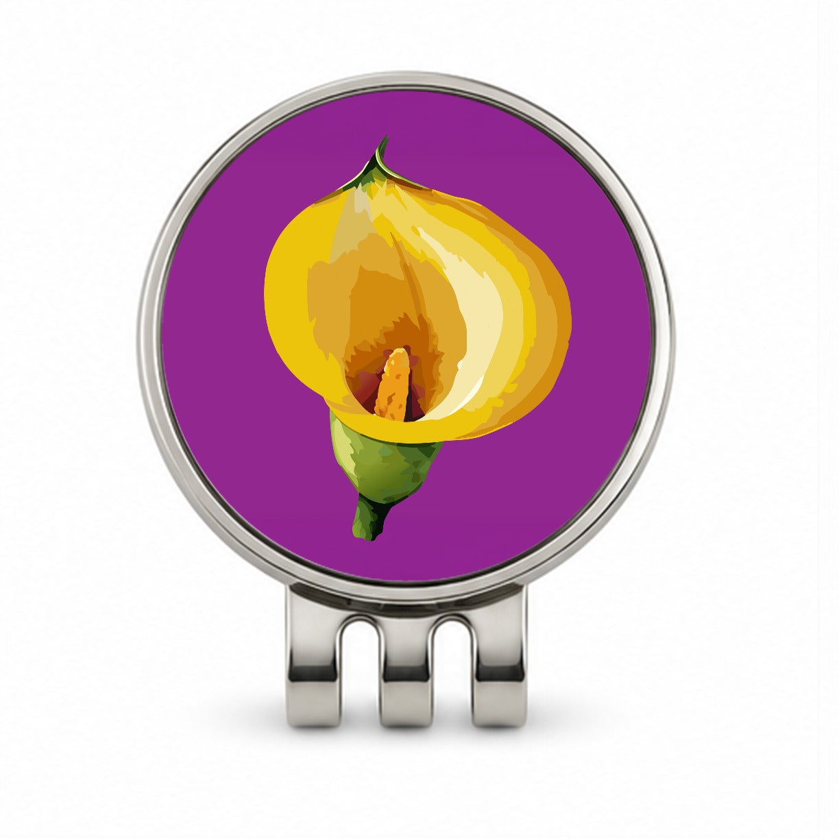 Calla Lily Flower Yellow Golf Hat Clip with Ball Marker