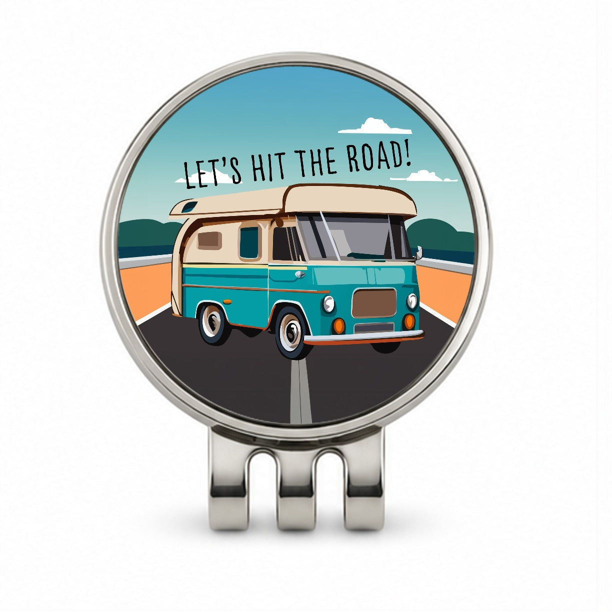 Camper RV Retro Vintage Traveling Hit the Road Camping Golf Hat Clip with Ball Marker