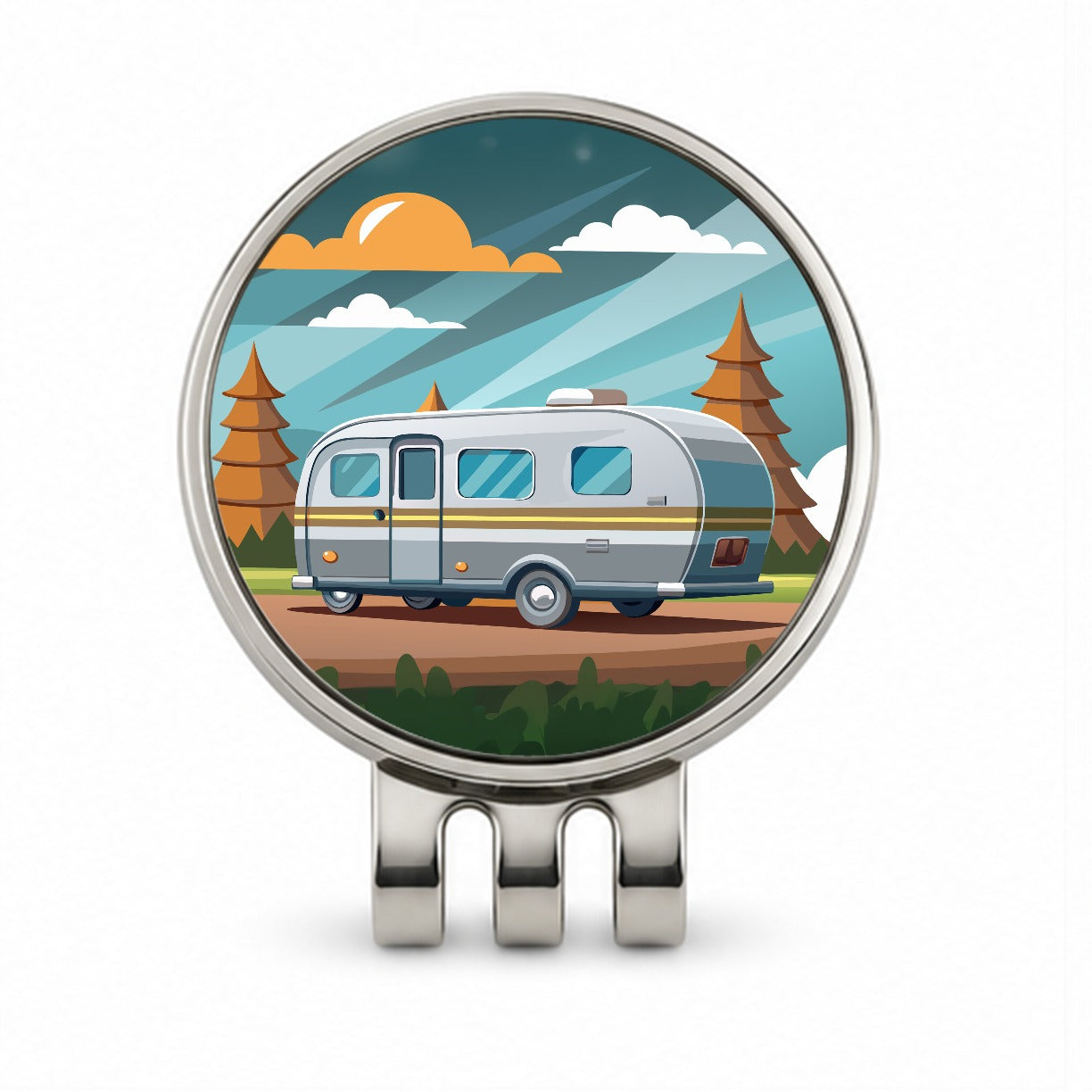 Camper RV Trailer Traveling Road Trip Golf Hat Clip with Ball Marker