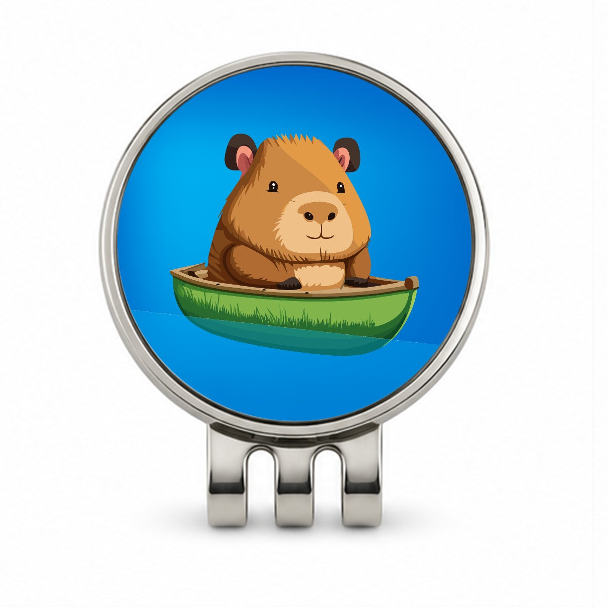 Capybara Canoeing Canoe Funny Golf Hat Clip with Ball Marker