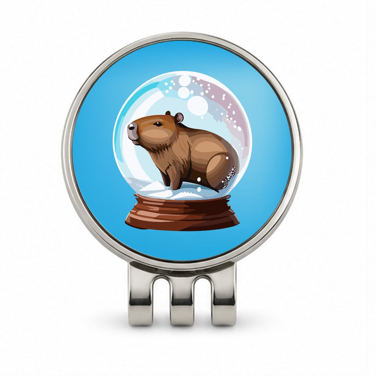 Capybara in a Snow Globe Christmas Golf Hat Clip with Ball Marker