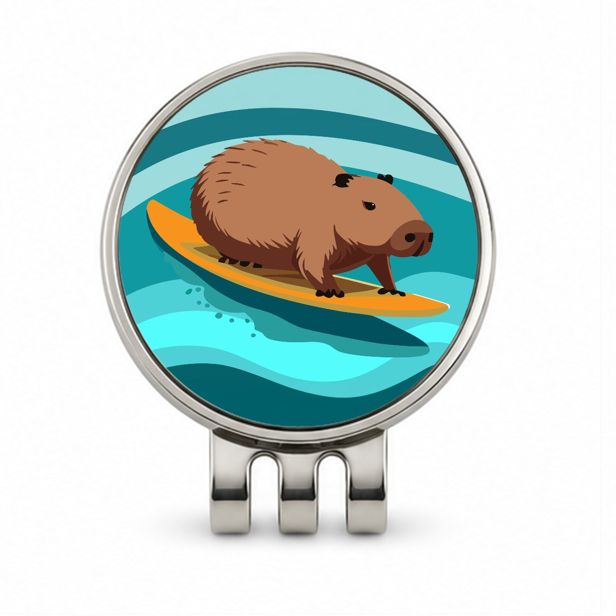 Capybara Surfing Surfer Ocean Funny Golf Hat Clip with Ball Marker