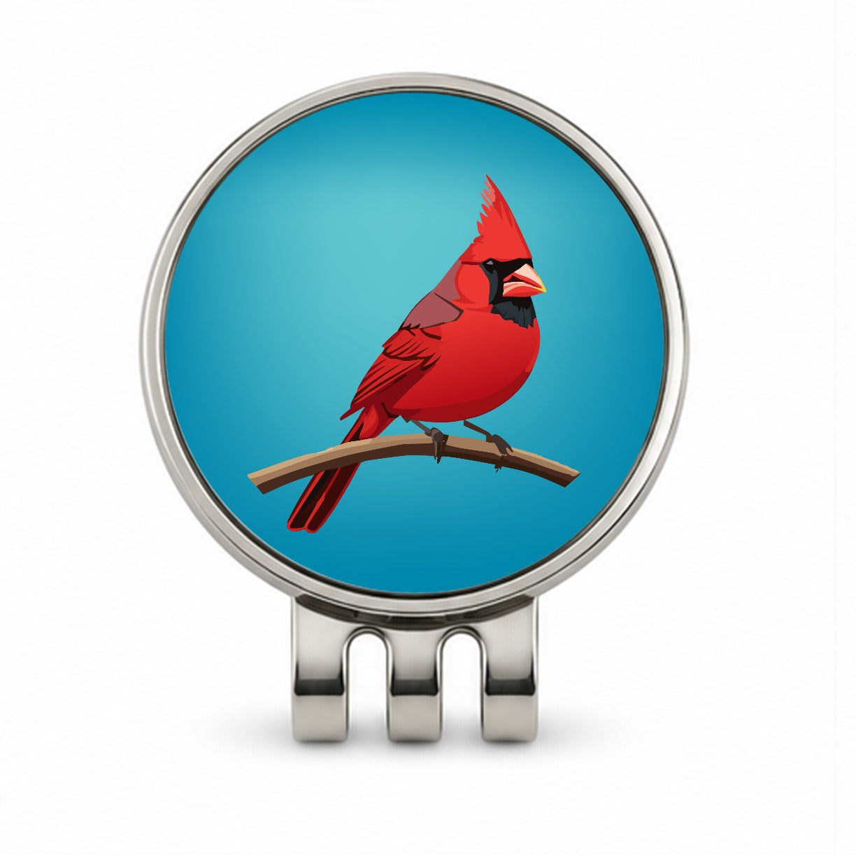 Cardinal Red on Branch Golf Hat Clip with Ball Marker