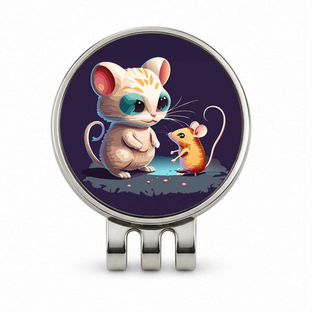 Cat and Mouse Playing Golf Hat Clip with Ball Marker