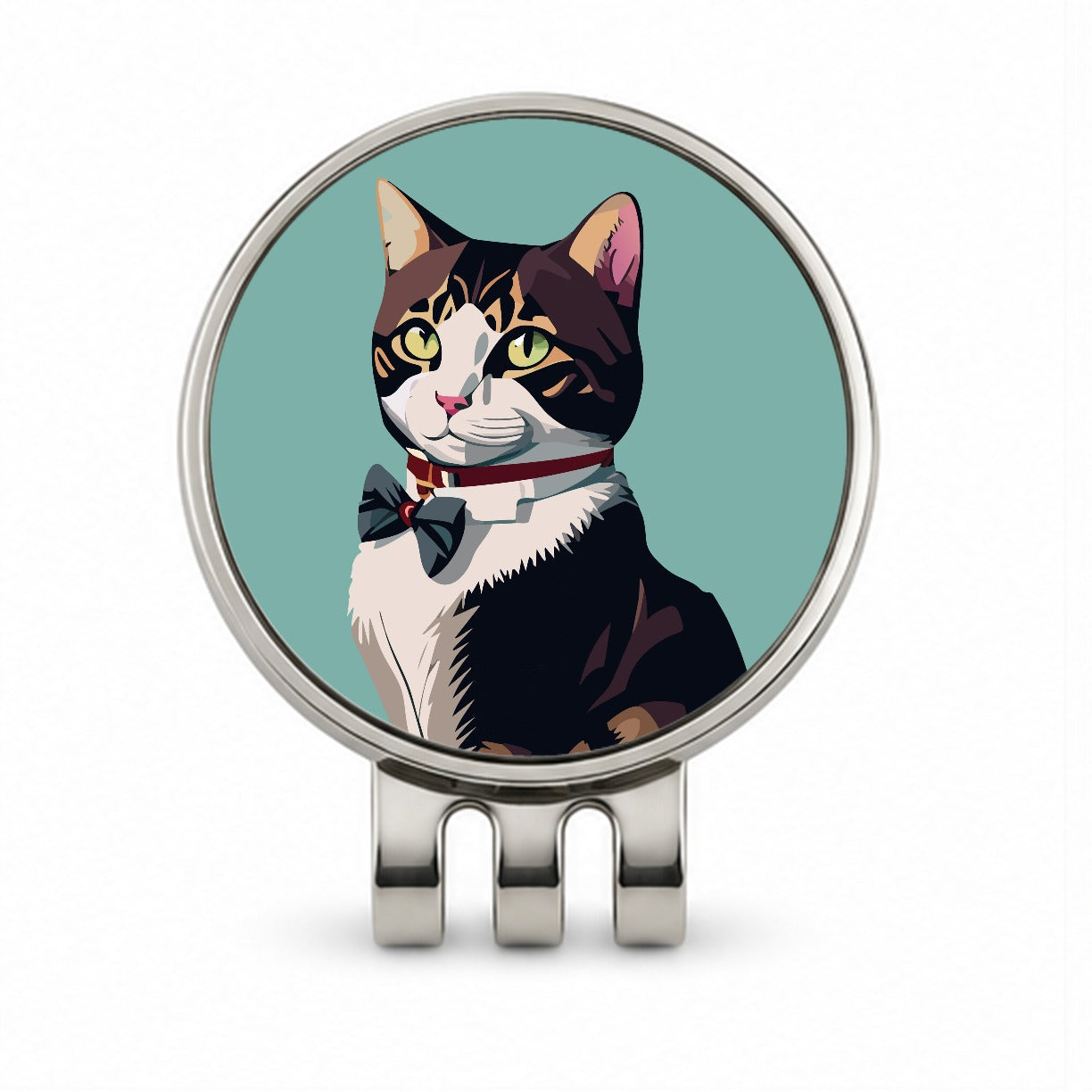 Cat Fancy with Bowtie Golf Hat Clip with Ball Marker