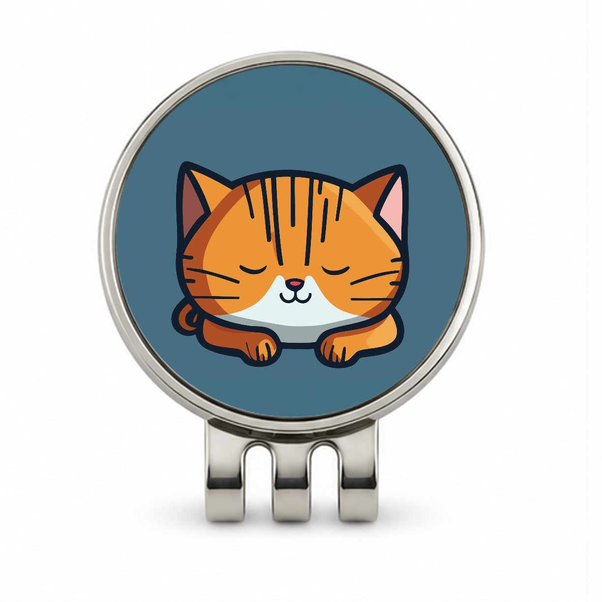 Cat Orange White Sleeping Golf Hat Clip with Ball Marker