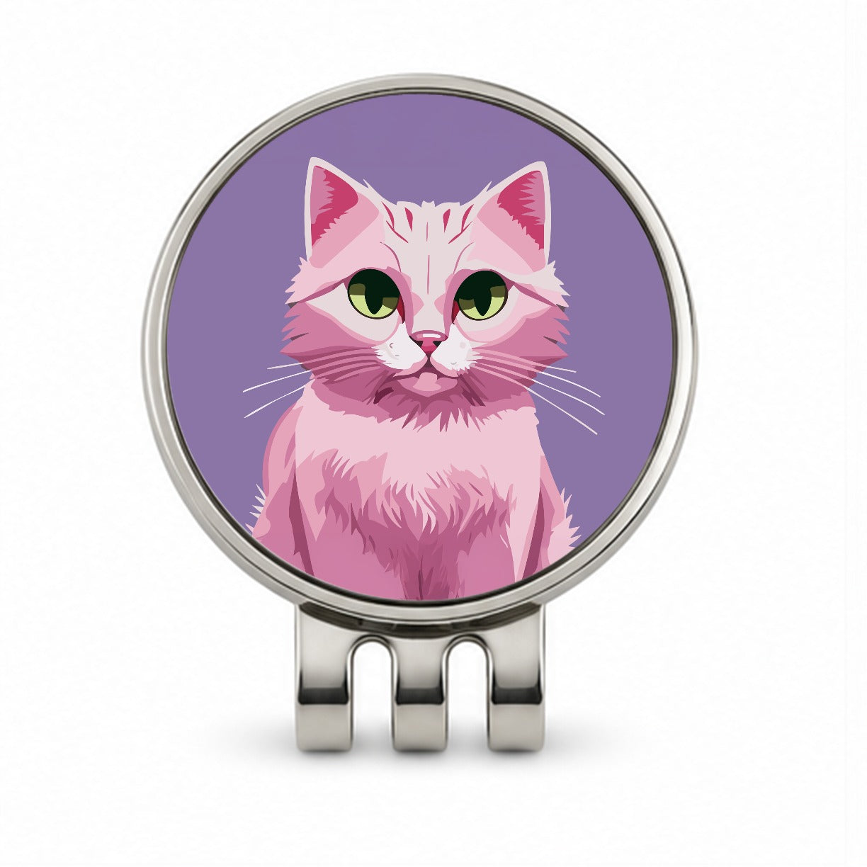 Cat Pink Golf Hat Clip with Ball Marker