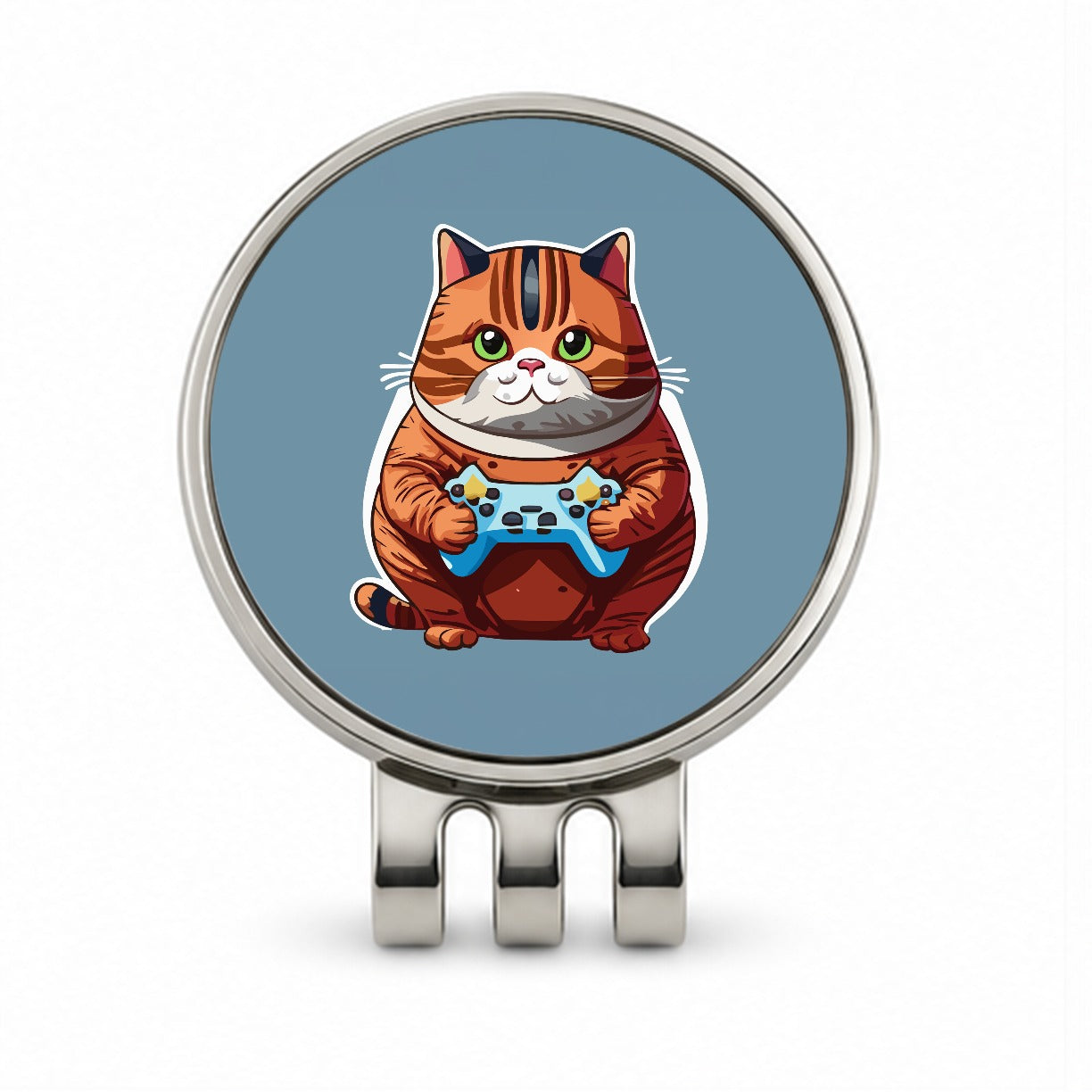 Cat Playing Game Gamer Gaming Chubby Golf Hat Clip with Ball Marker
