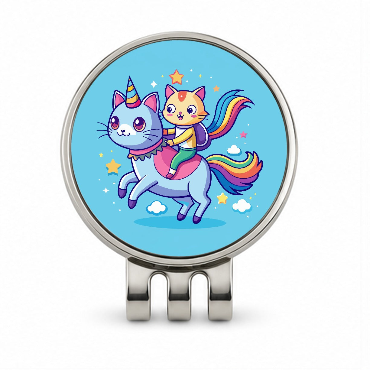 Cat Riding Caticorn Unicorn Funny Golf Hat Clip with Ball Marker