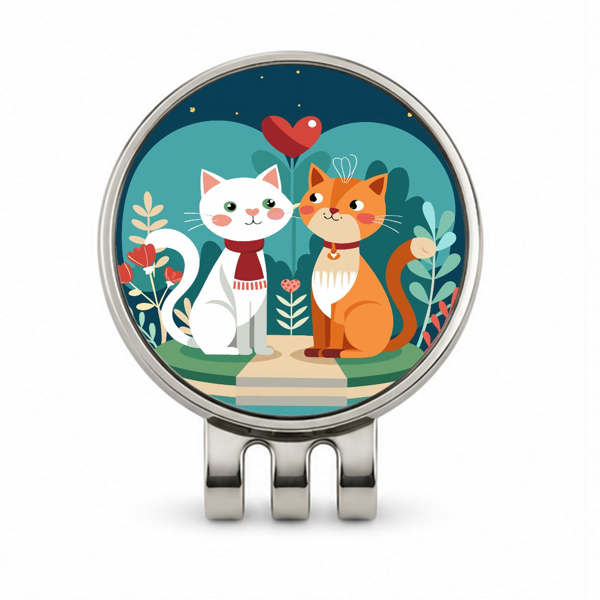 Cats in Love Anniversary Wedding Valentines Day Golf Hat Clip with Ball Marker