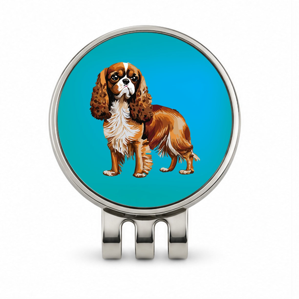 Cavalier King Charles Spaniel Dog Blenheim Watercolor Golf Hat Clip with Ball Marker