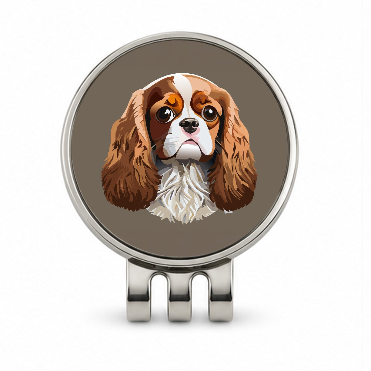 Cavalier King Charles Spaniel Dog Face Golf Hat Clip with Ball Marker