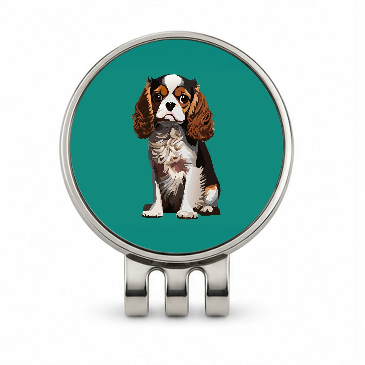 Cavalier King Charles Spaniel Dog Tricolour Tricolor Golf Hat Clip with Ball Marker
