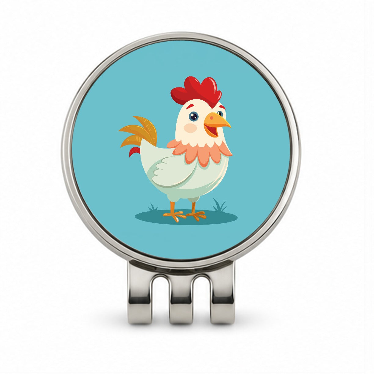 Chicken Rooster Happy Golf Hat Clip with Ball Marker