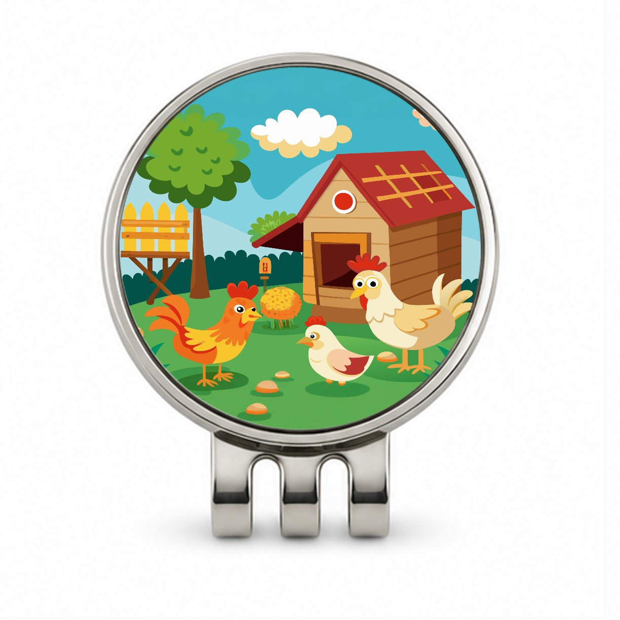 Chickens and Coop Cute Golf Hat Clip with Ball Marker