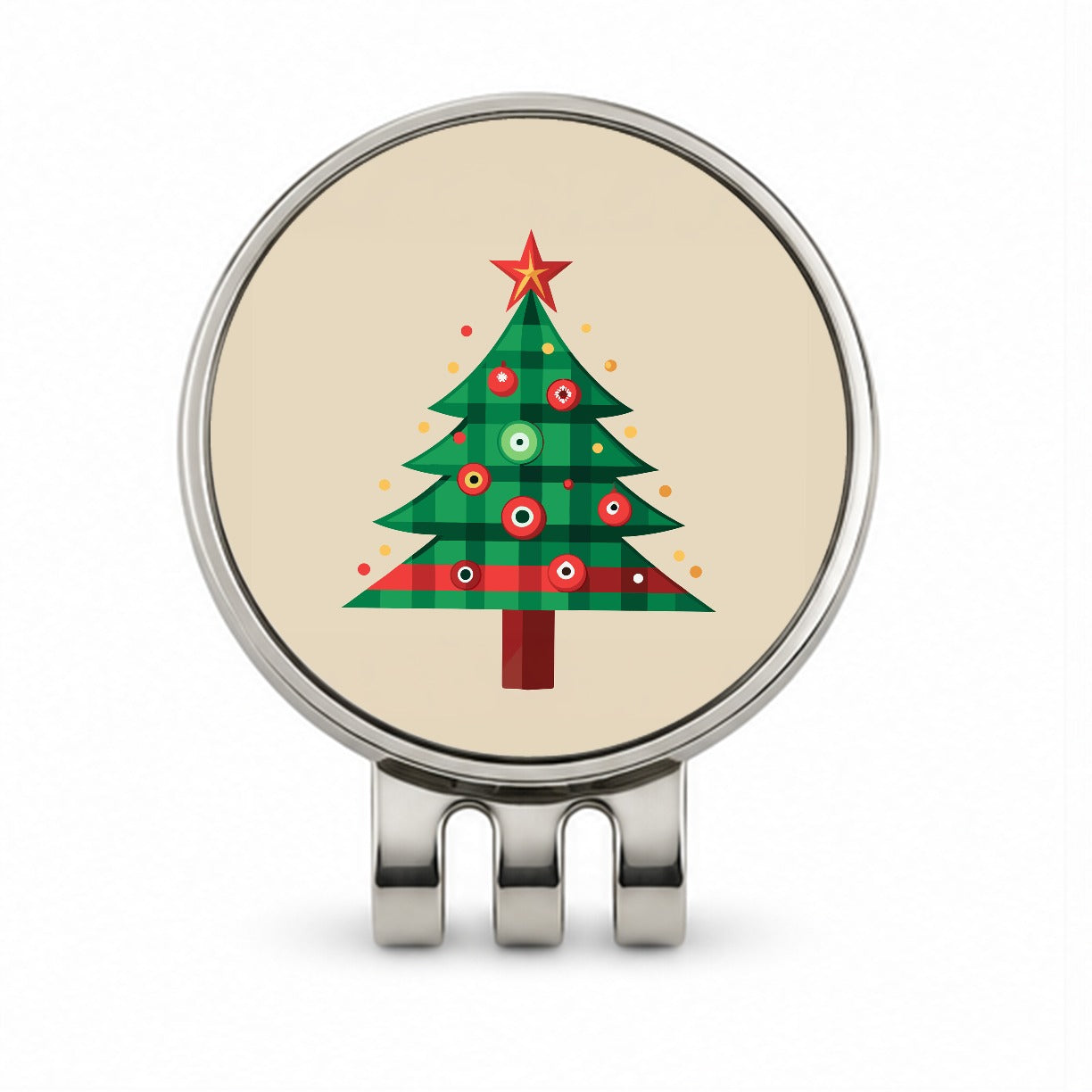 Christmas Tree Plaid Golf Hat Clip with Ball Marker