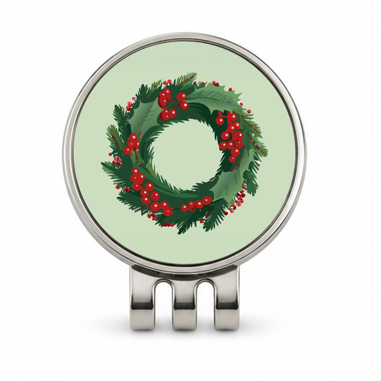 Christmas Wreath Holly Golf Hat Clip with Ball Marker
