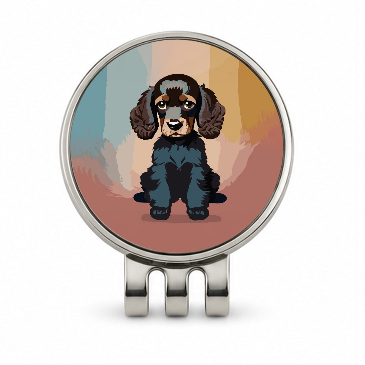 Cocker Spaniel Dark Sitting Golf Hat Clip with Ball Marker