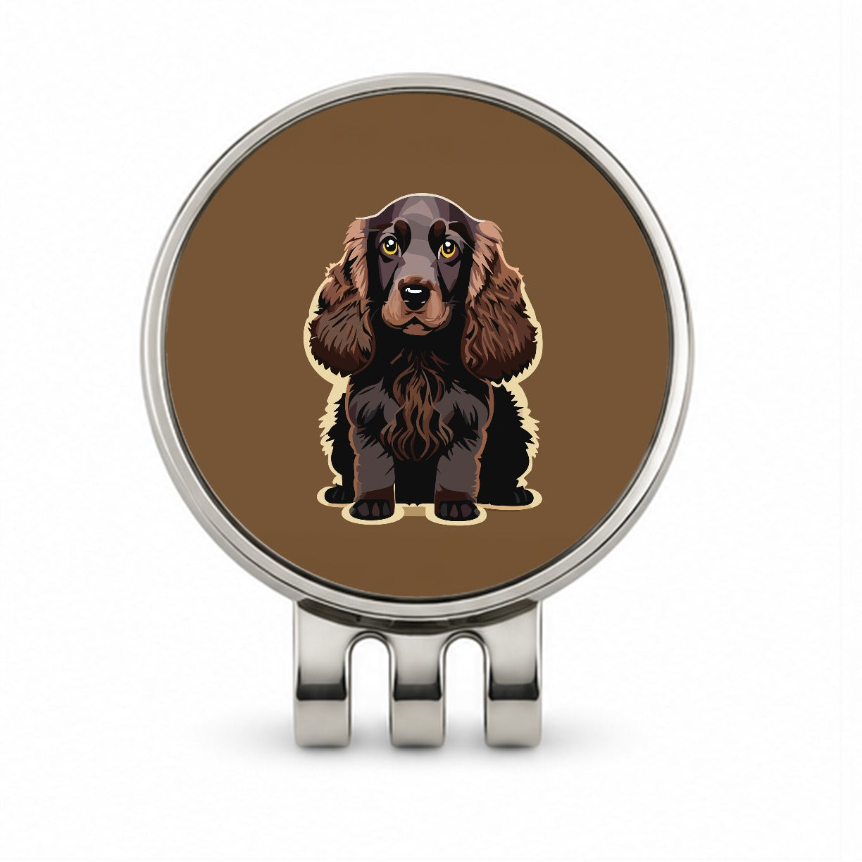 Cocker Spaniel Dark Standing Golf Hat Clip with Ball Marker