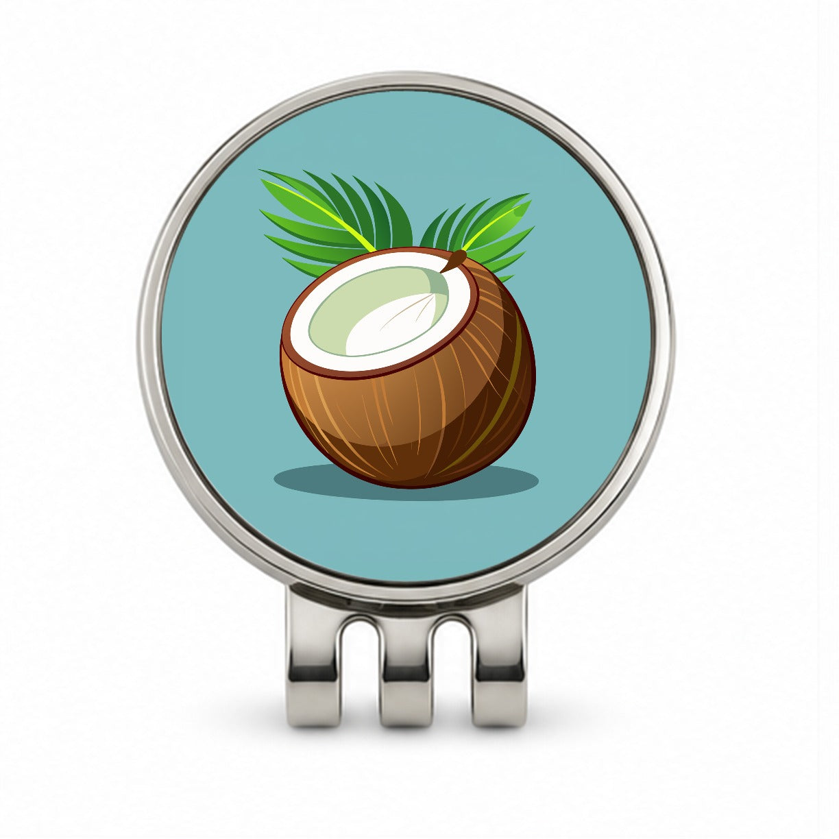 Coconut with Leaves Tropical Fruit Golf Hat Clip with Ball Marker