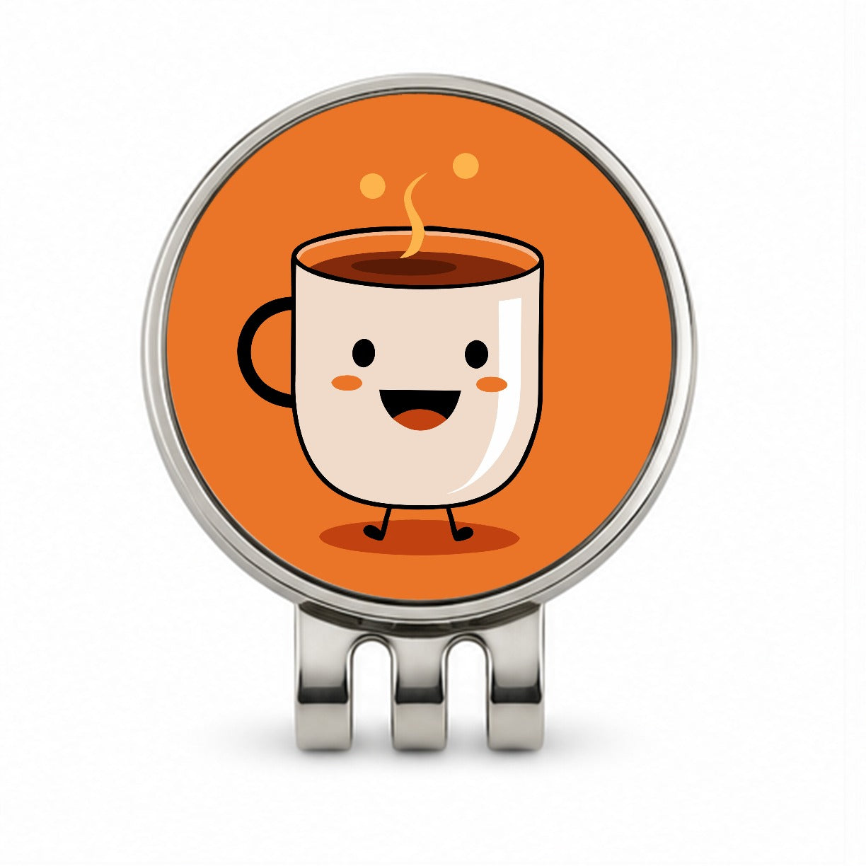 Coffee Mug Cup Smiling Happy Golf Hat Clip with Ball Marker