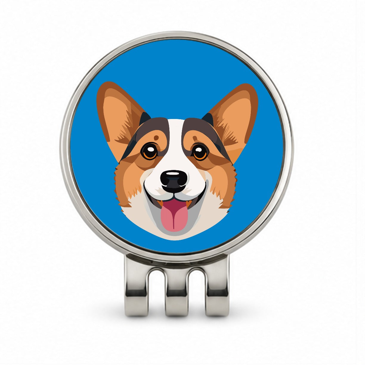 Corgi Dog Face Cute Golf Hat Clip with Ball Marker