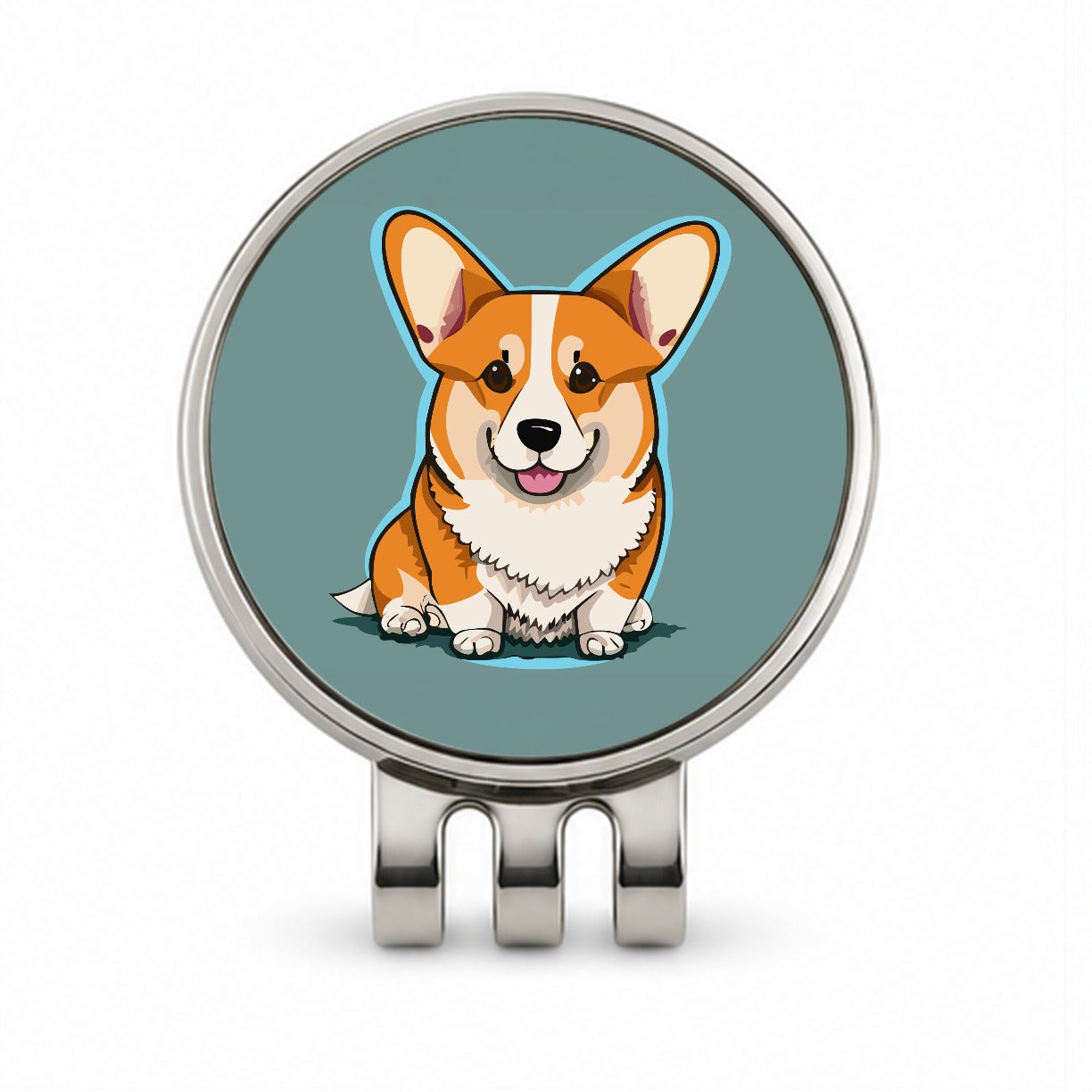 Corgi Dog Sitting Golf Hat Clip with Ball Marker