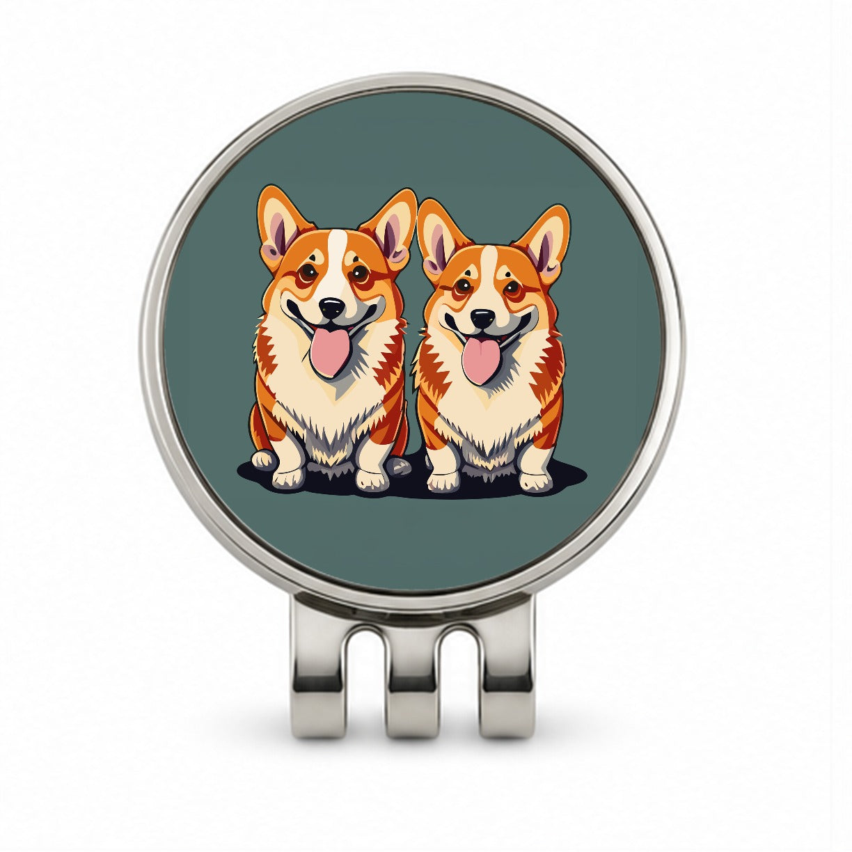 Corgis Dog Friends Brother Sister Two 2 Golf Hat Clip with Ball Marker