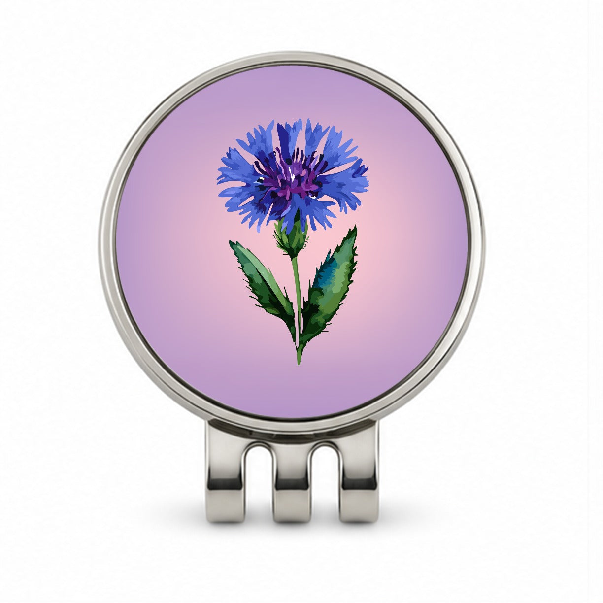 Cornflower Bachelors Buttons Flowers Blue Golf Hat Clip with Ball Marker