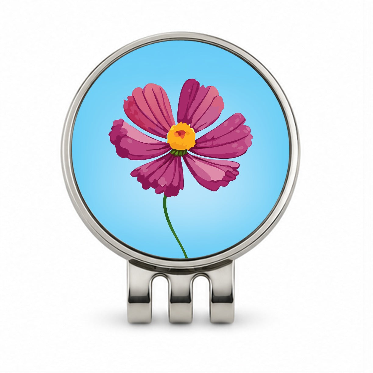 Cosmos Flower Pink Golf Hat Clip with Ball Marker