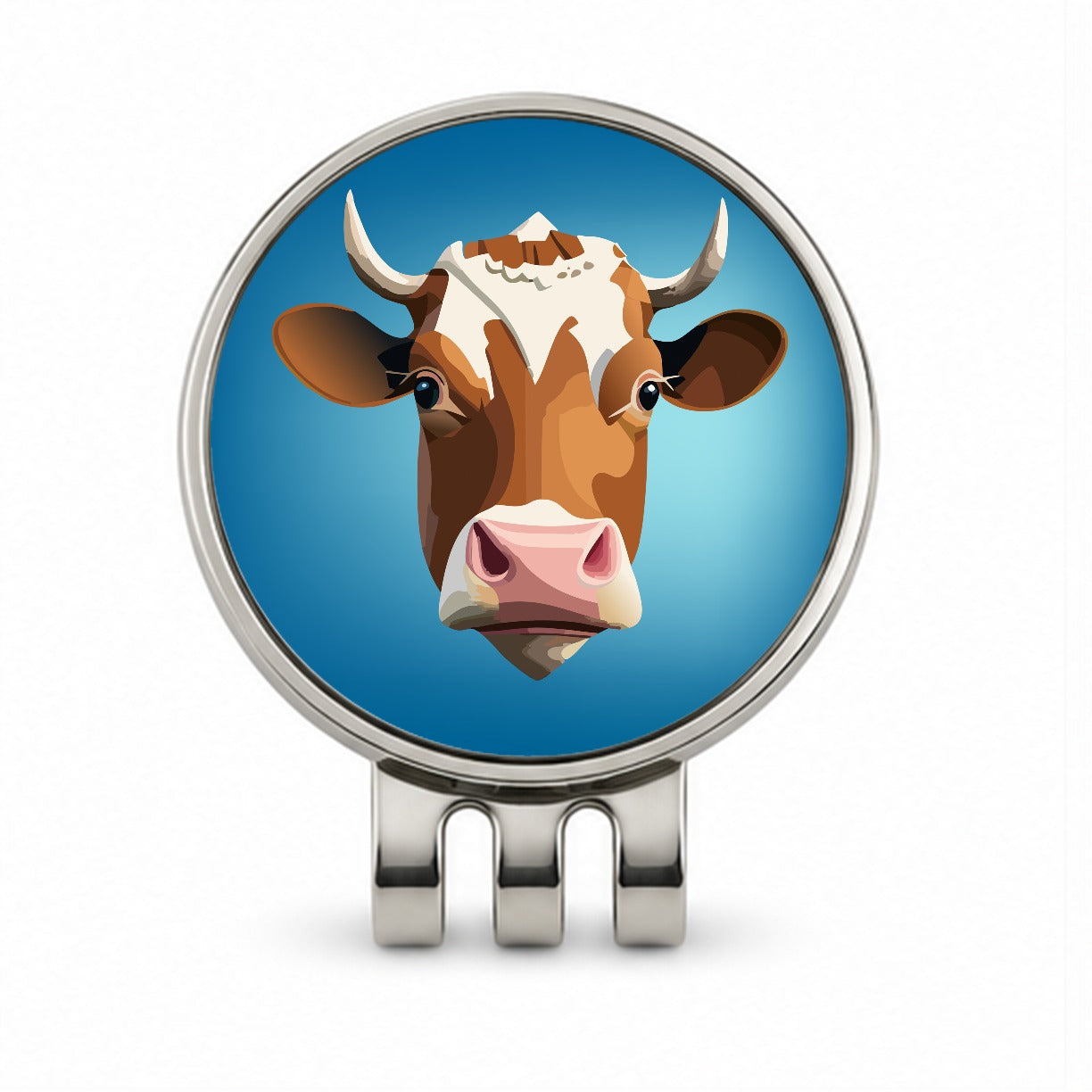 Cow Face Funny Golf Hat Clip with Ball Marker