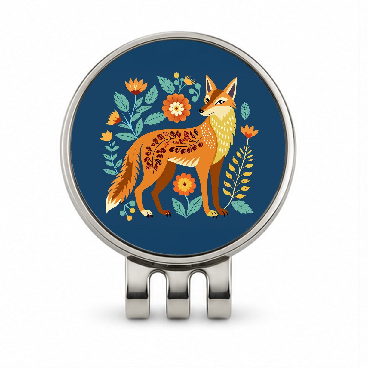 Coyote Pretty Floral Flowers Golf Hat Clip with Ball Marker