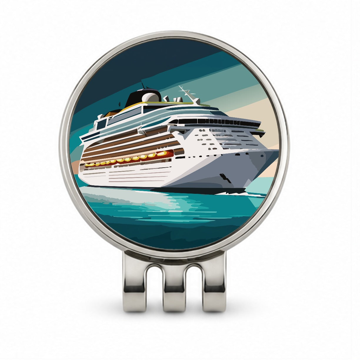 Cruise Ship Cruising Ocean Trip Vacation Bon Voyage Golf Hat Clip with Ball Marker