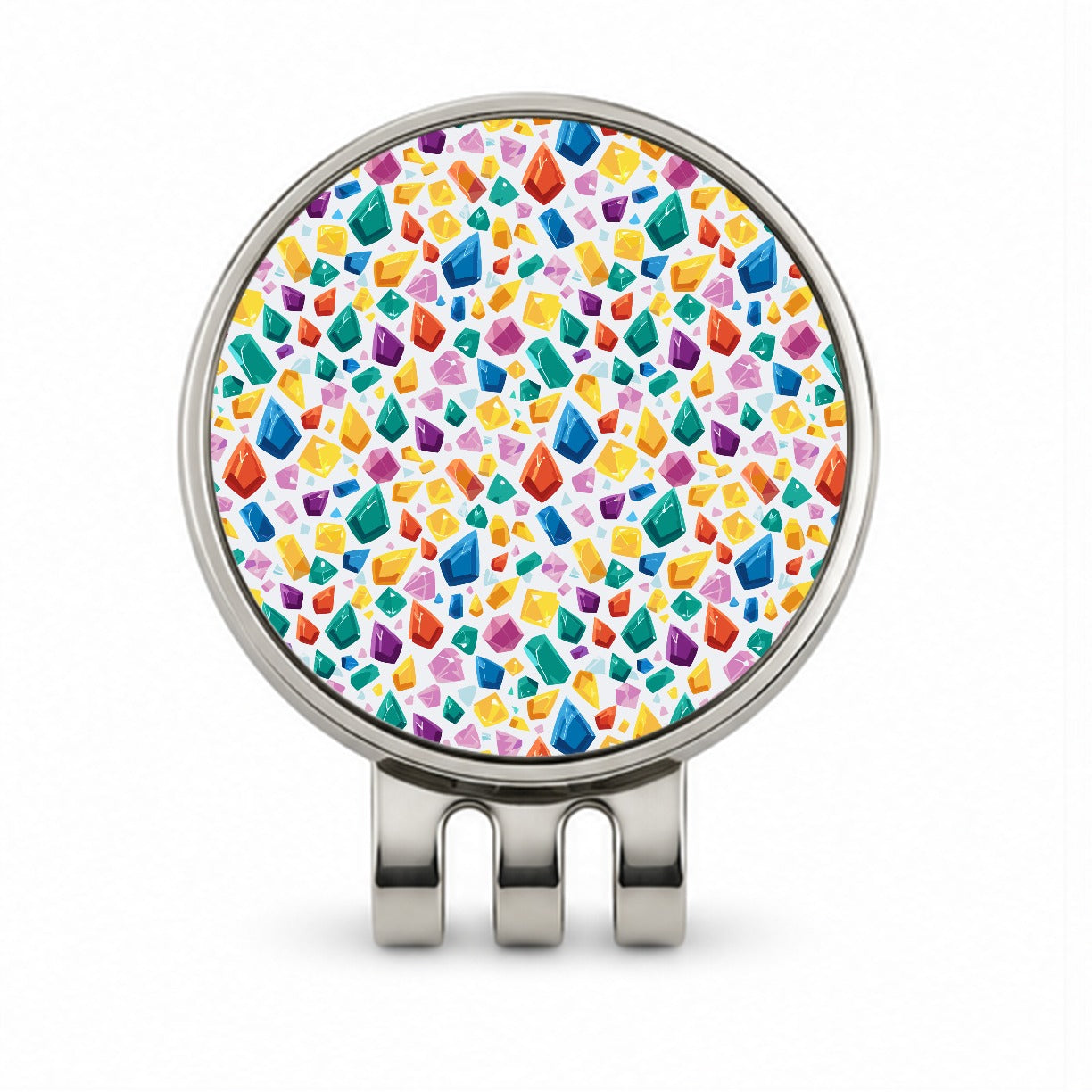 Crystals Gems Gemstones Colorful Pattern Golf Hat Clip with Ball Marker