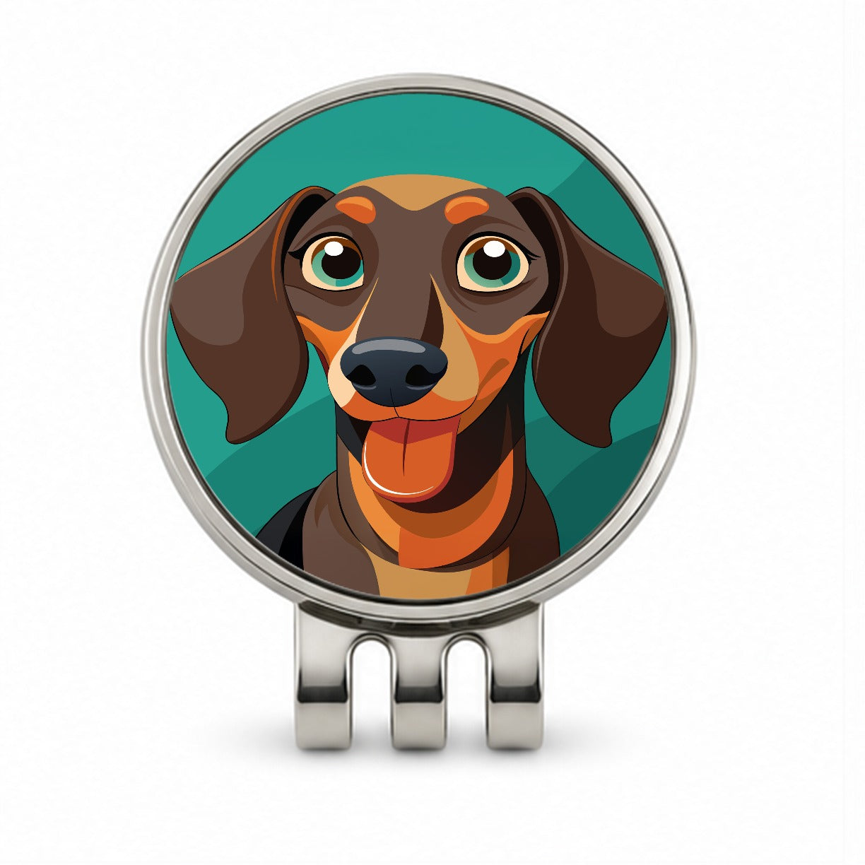 Dachshund Dog Sticking Out Tongue Funny Golf Hat Clip with Ball Marker