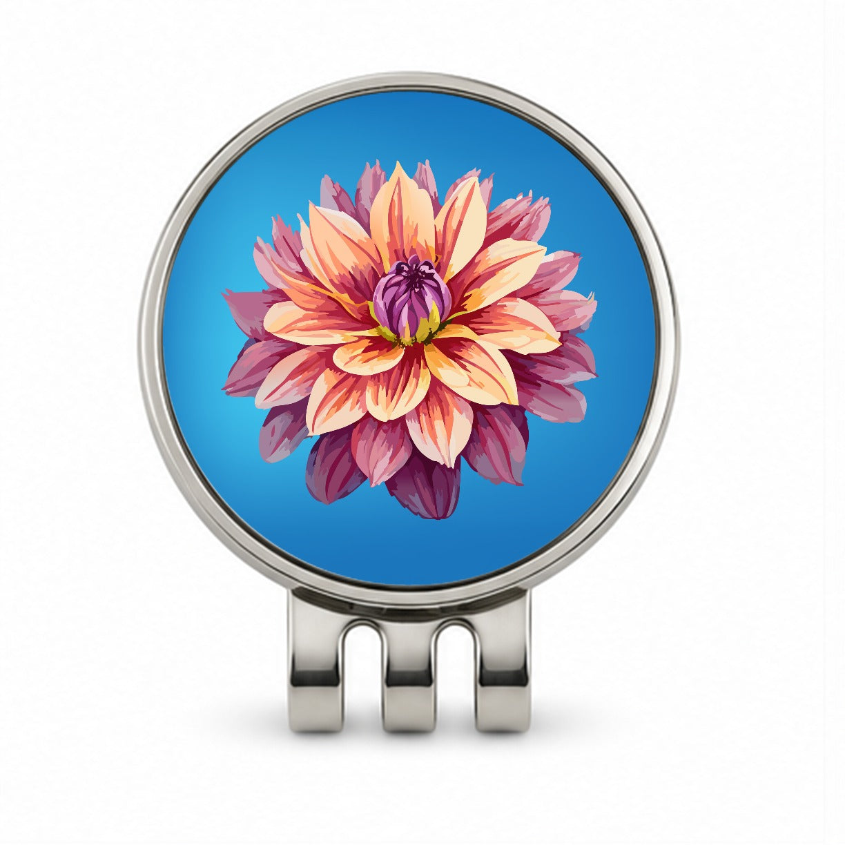 Dahlia Flower Golf Hat Clip with Ball Marker
