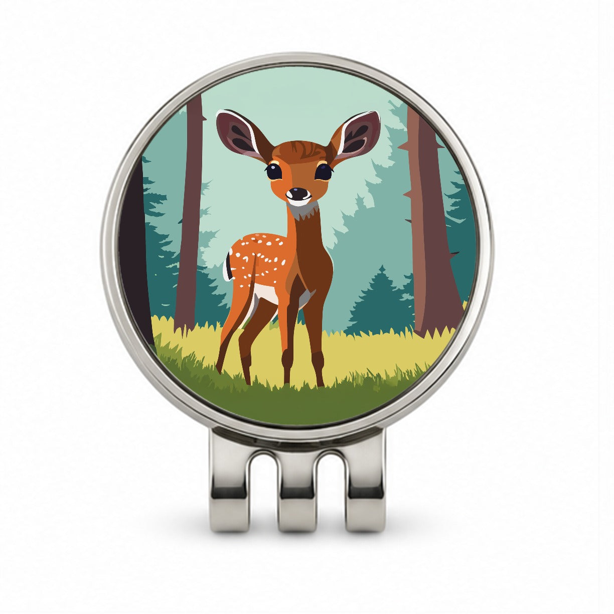 Deer Fawn Standing Golf Hat Clip with Ball Marker